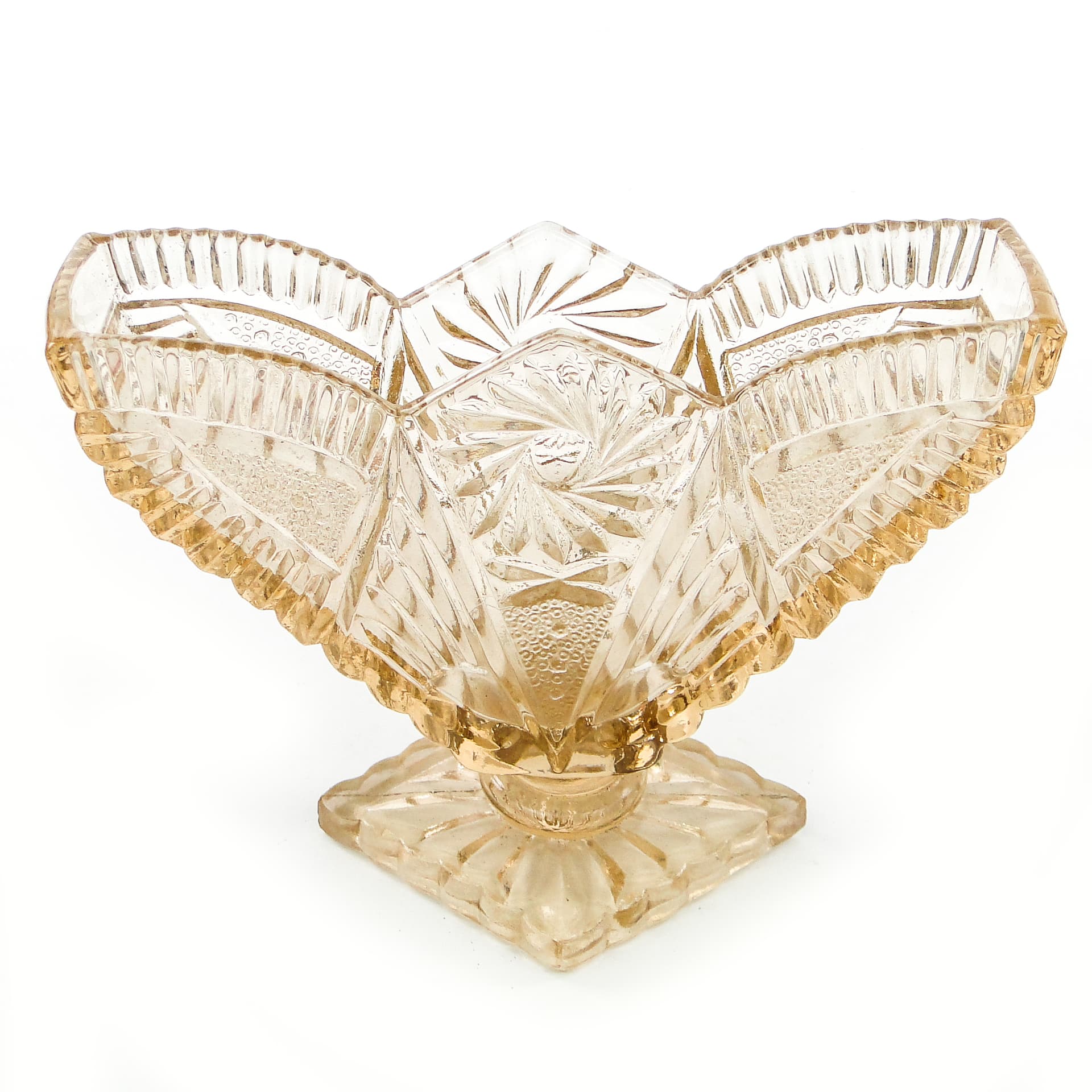 Serwetnik Art Deco, szkło prasowane, Polska, lata 50. - 101991