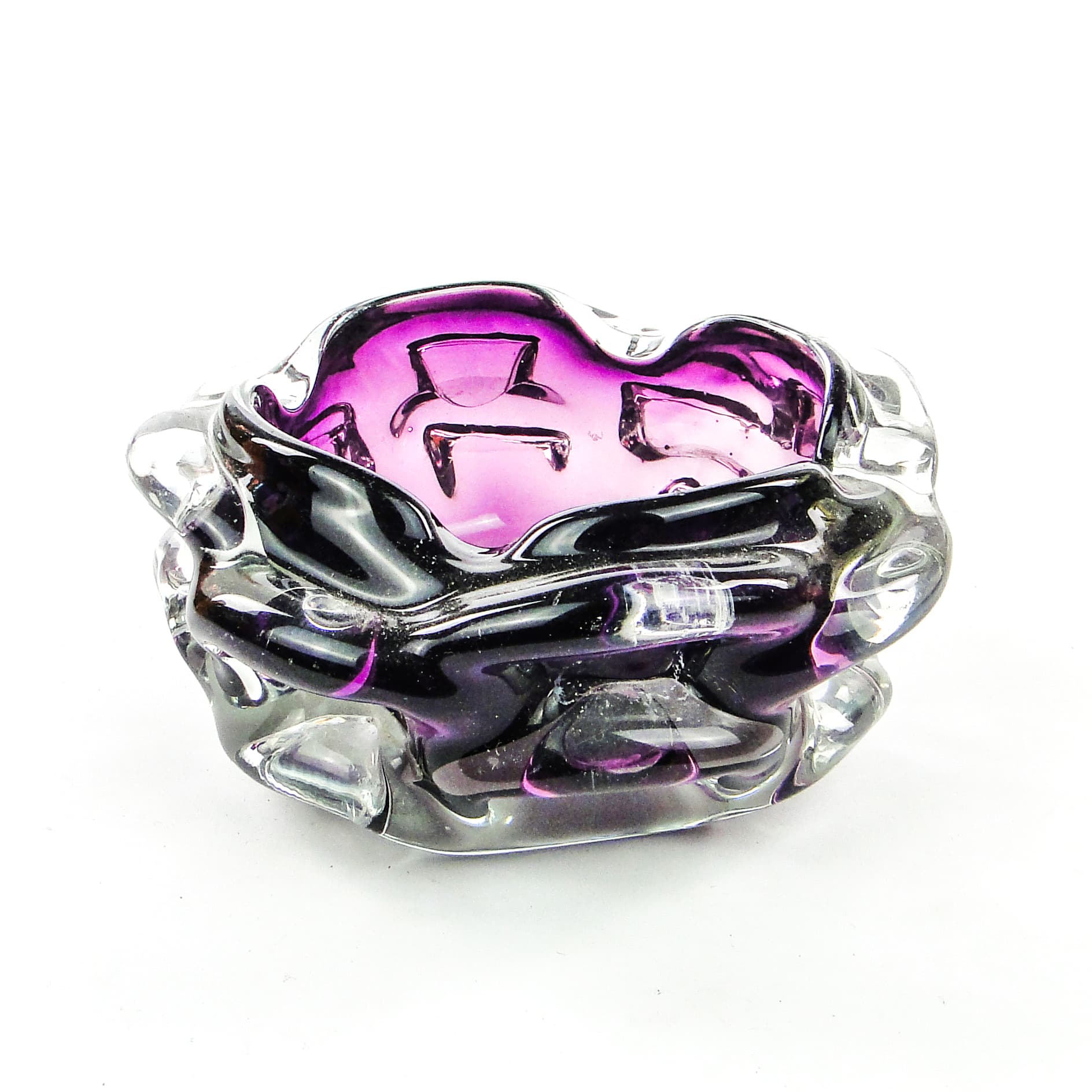 Popielnica mid-century modern, szkło manganowe, proj. J. Słuczan-Orkusz, Polska, lata 70. - 102006