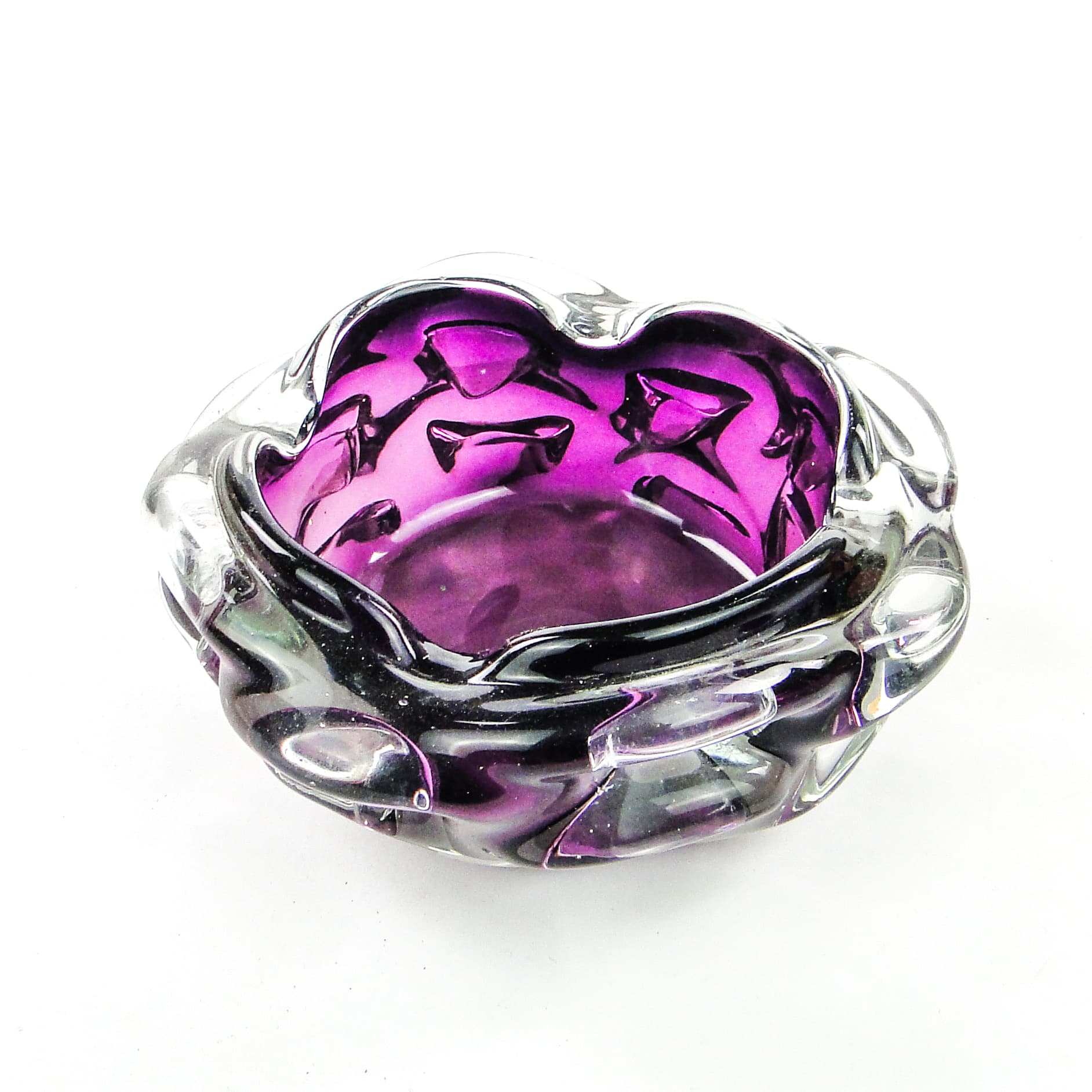 Popielnica mid-century modern, szkło manganowe, proj. J. Słuczan-Orkusz, Polska, lata 70. - 102003