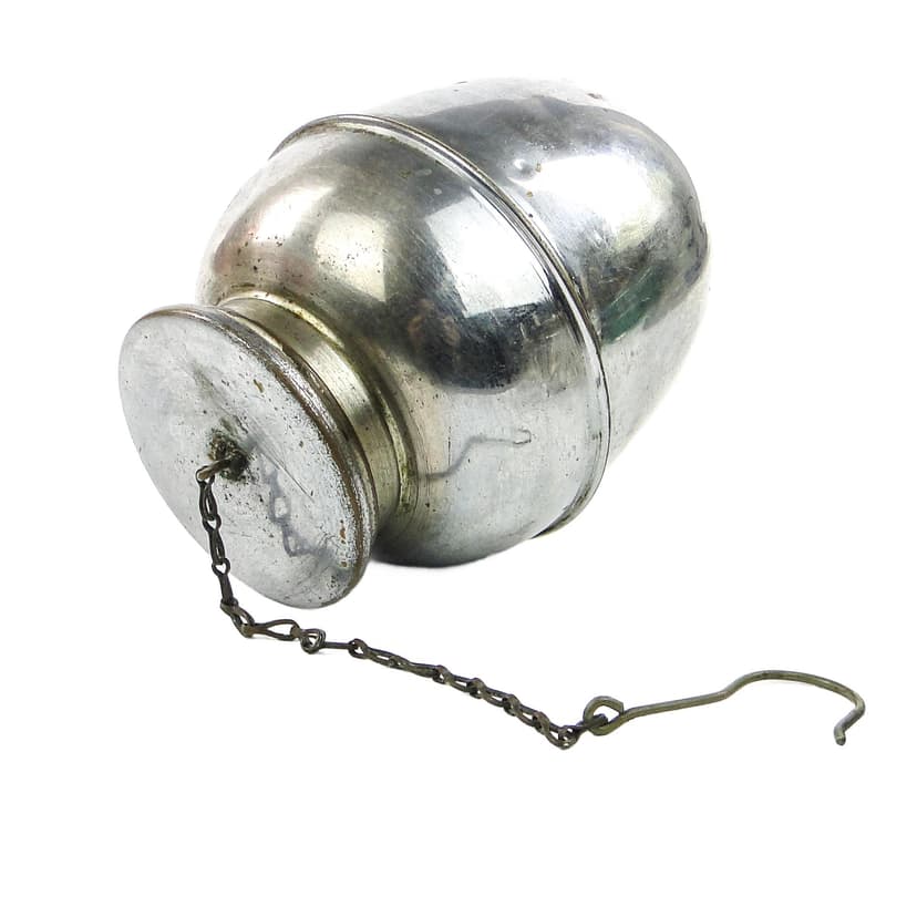 Herbatnica Art Deco, mosiądz chromowany, Czechosłowacja, lata 30.