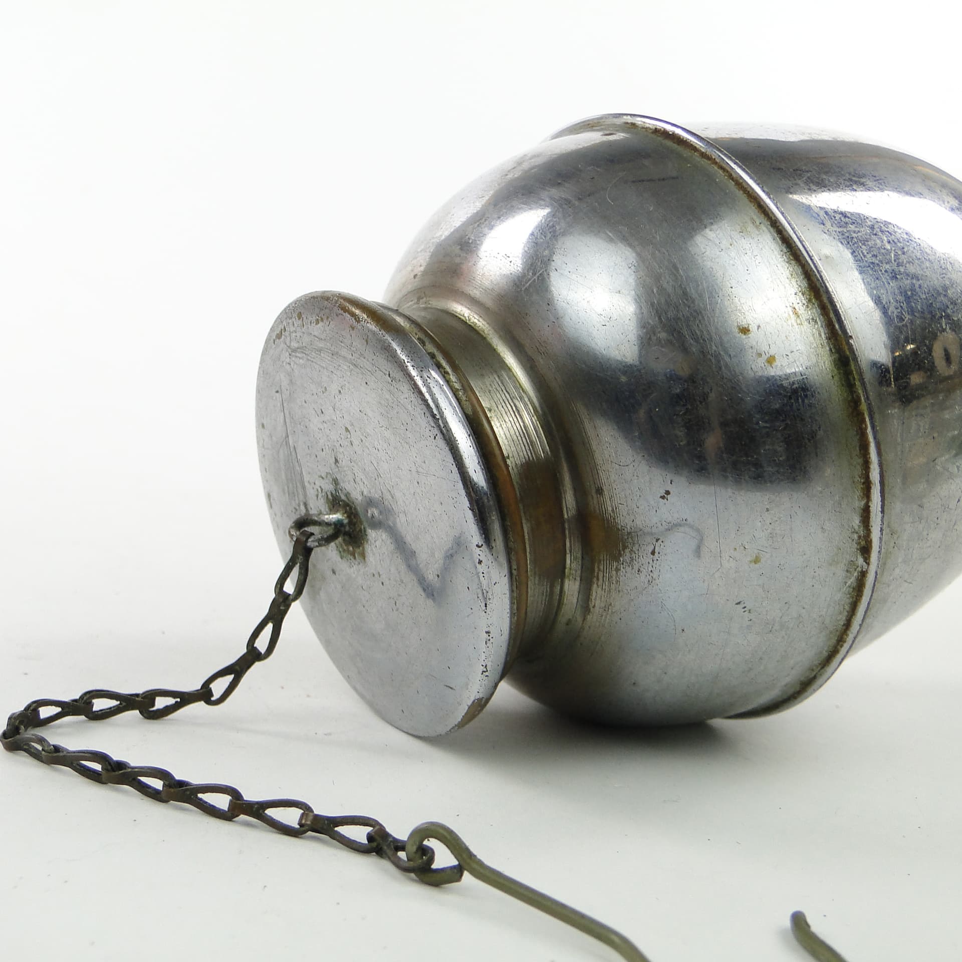 Herbatnica Art Deco, mosiądz chromowany, Czechosłowacja, lata 30. - 102068