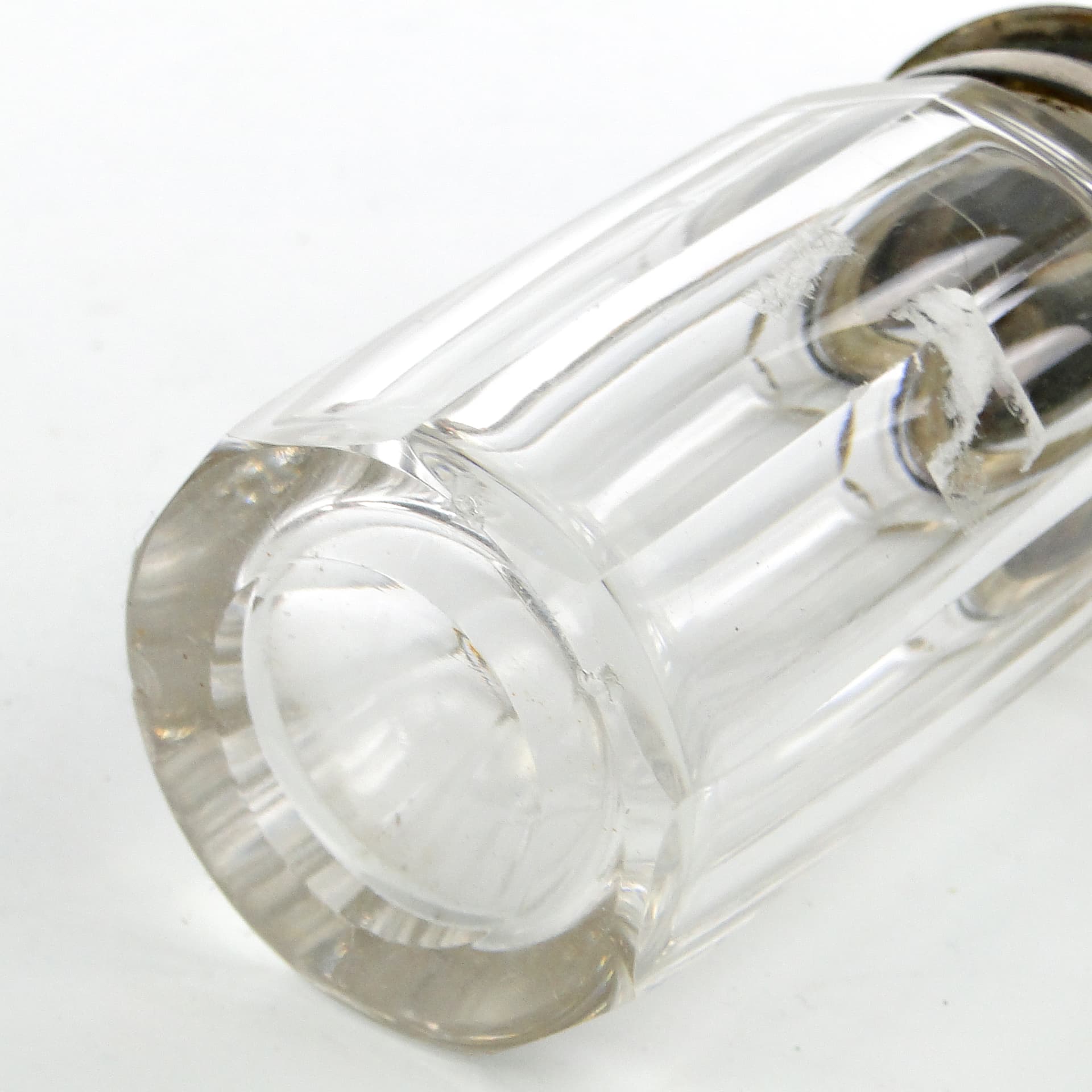 Musztardnica biedermeier, kryształ, mosiądz srebrzony, Niemcy, lata 30. - 102083