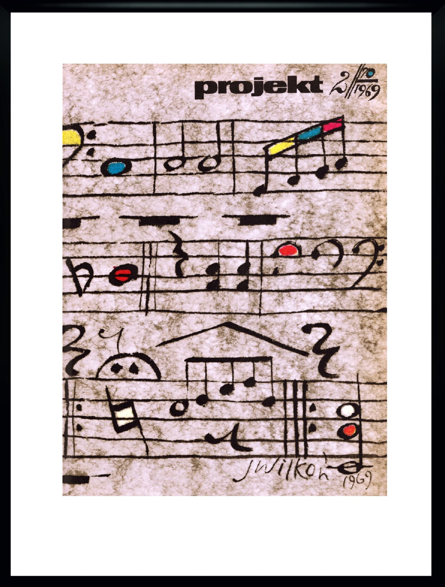 Para plakatów PROJEKT, multikolor, aut. J. Wilkoń, Polska, lata 60. - 102355