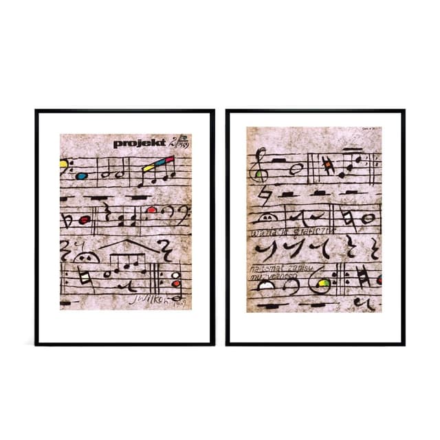 Para plakatów PROJEKT, multikolor, aut. J. Wilkoń, Polska, lata 60. - WYMIARY