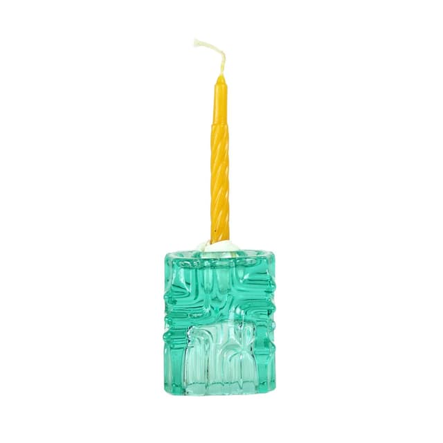 Candle Holder 621/8, turquoise glass, by V. Urban, Czech Republic, 1960s. - DIMENSION