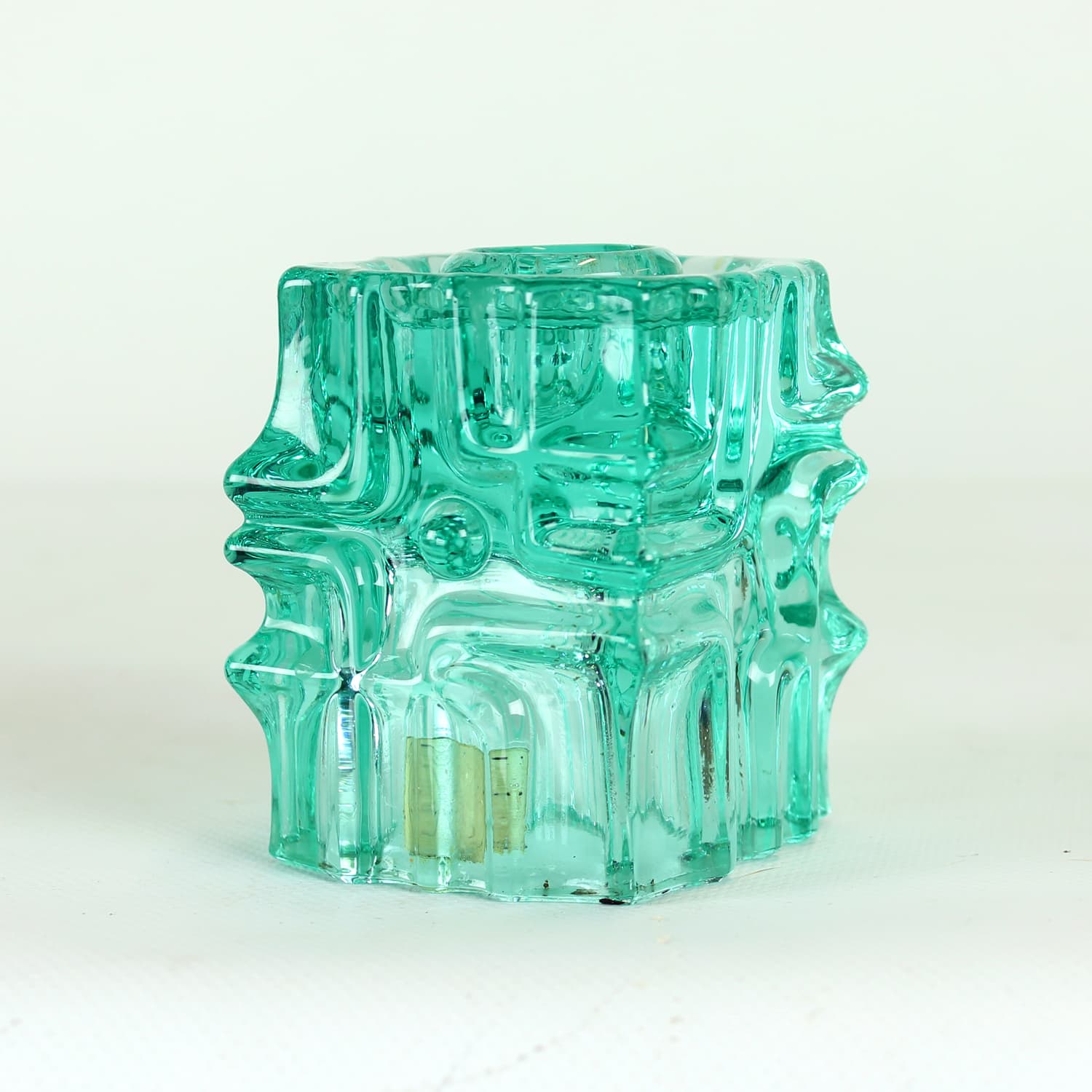 Candle Holder 621/8, turquoise glass, by V. Urban, Czech Republic, 1960s. - 102371