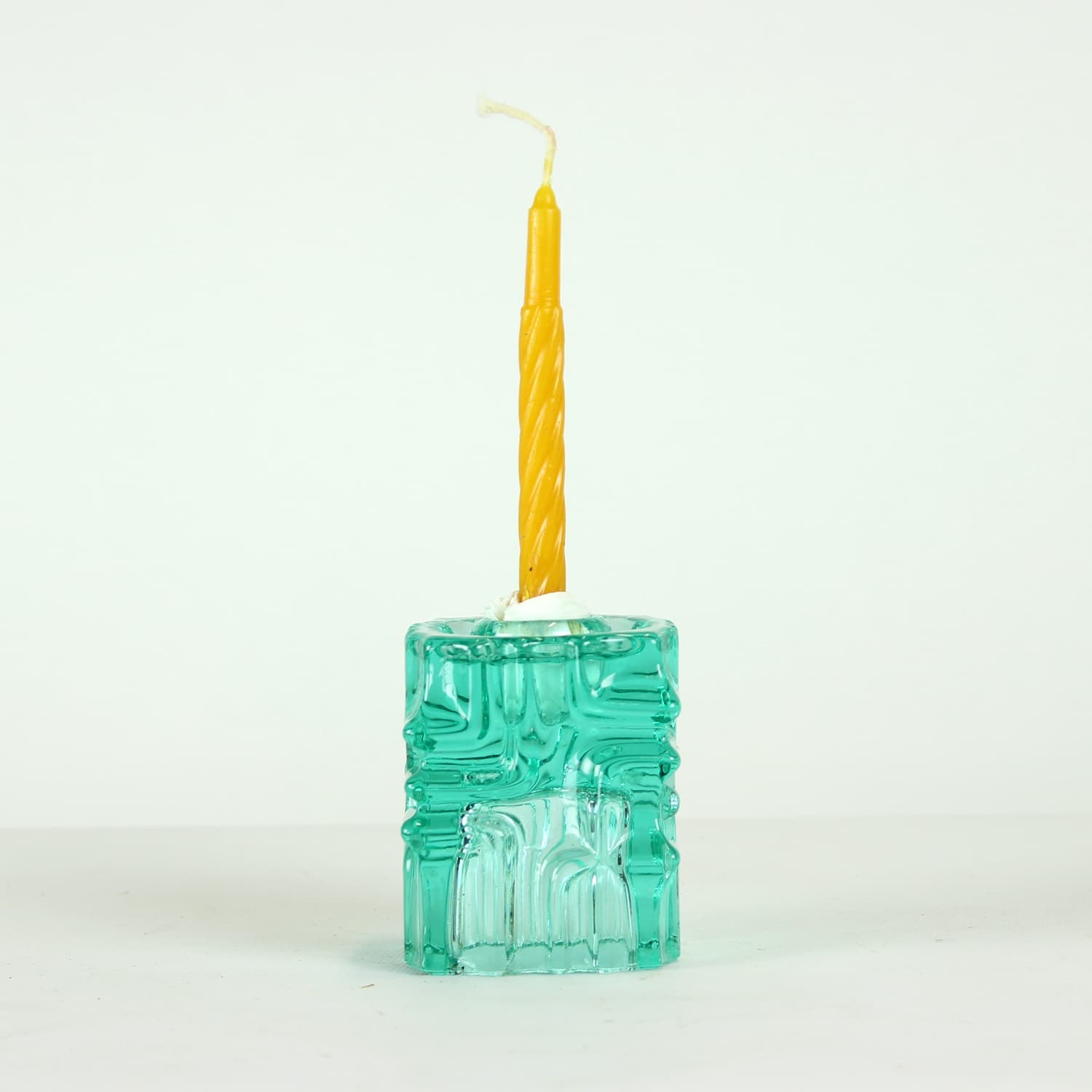 Candle Holder 621/8, turquoise glass, by V. Urban, Czech Republic, 1960s. - 102369