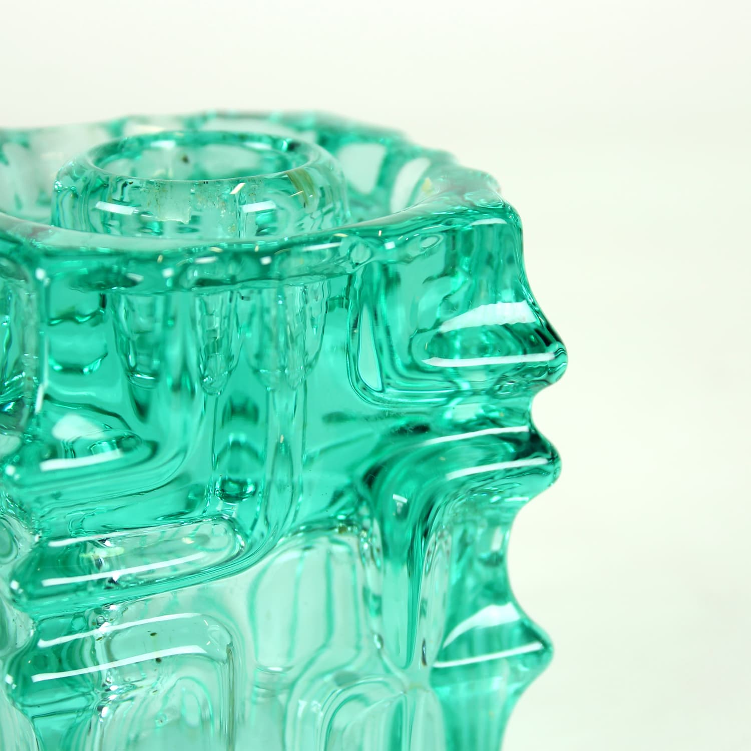 Candle Holder 621/8, turquoise glass, by V. Urban, Czech Republic, 1960s. - 102373