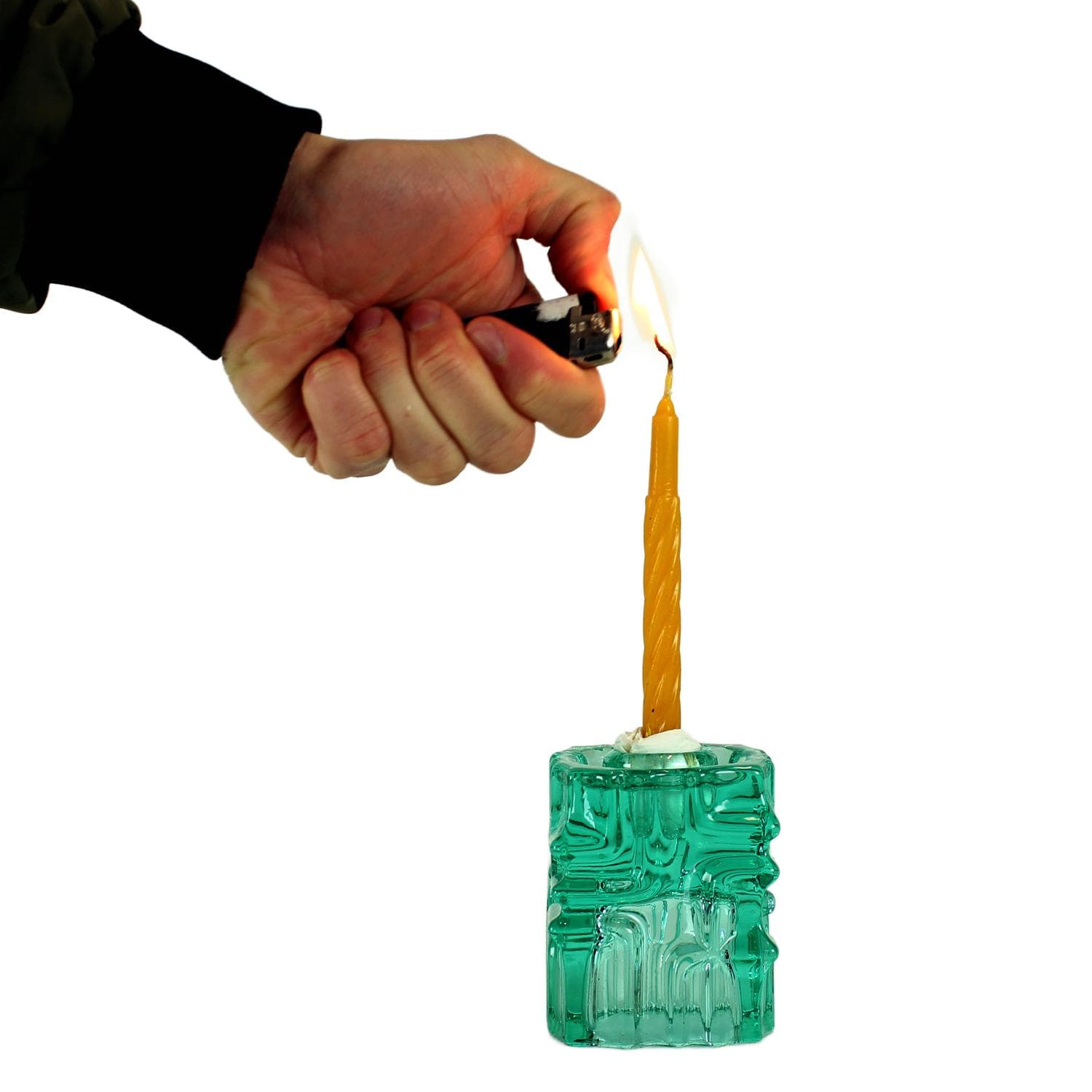 Candle Holder 621/8, turquoise glass, by V. Urban, Czech Republic, 1960s. - 122756