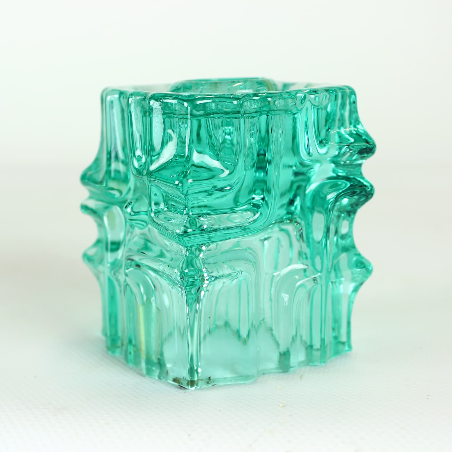 Candle Holder 621/8, turquoise glass, by V. Urban, Czech Republic, 1960s. - 102372
