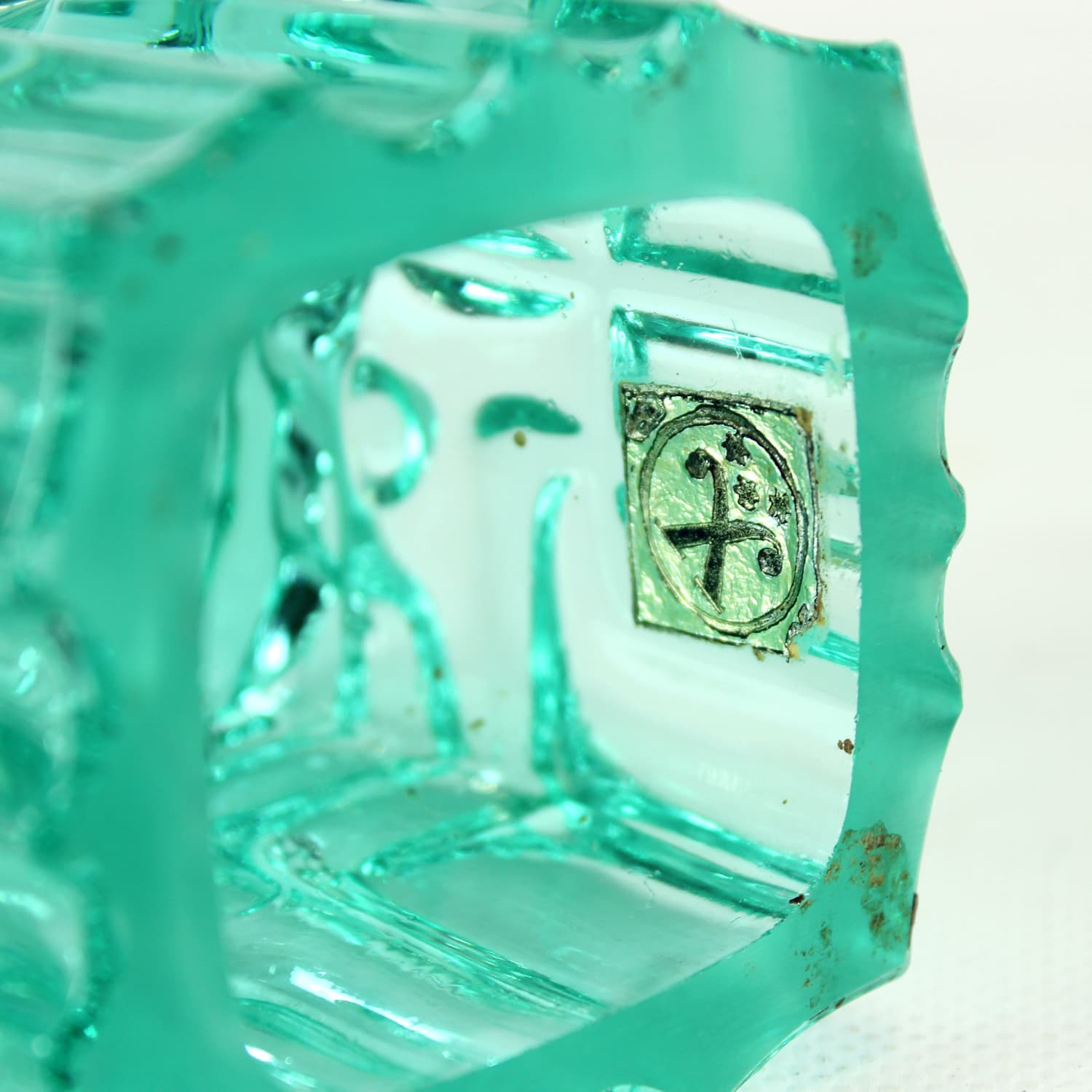 Candle Holder 621/8, turquoise glass, by V. Urban, Czech Republic, 1960s. - 102378