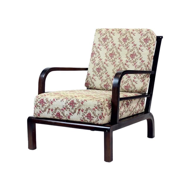 Fotel wypoczynkowy, brązowy ciemny, dąb, Czechosłowacja, lata 50. - WYMIARY