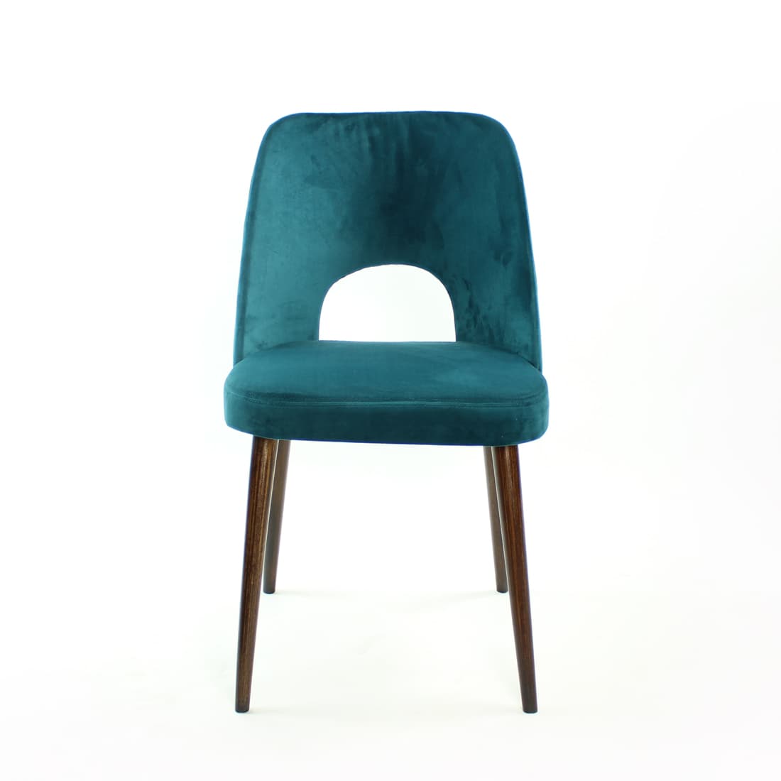Set of five dining chairs, turquoise velvet, by O. Haerdtl, TON, Czechoslovakia, 1960s. - 102429