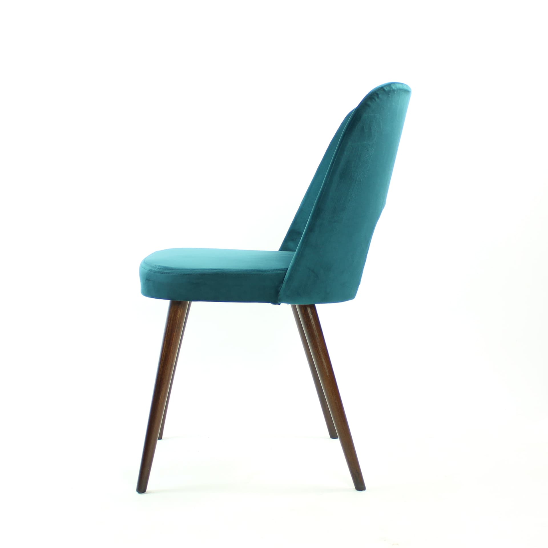 Set of five dining chairs, turquoise velvet, by O. Haerdtl, TON, Czechoslovakia, 1960s. - 102431