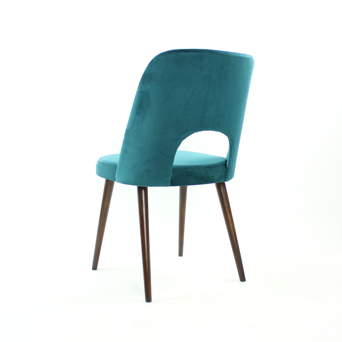 Set of five dining chairs, turquoise velvet, by O. Haerdtl, TON, Czechoslovakia, 1960s. - 102432