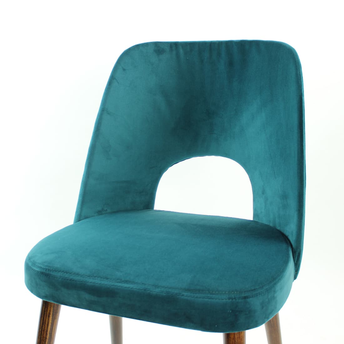 Set of five dining chairs, turquoise velvet, by O. Haerdtl, TON, Czechoslovakia, 1960s. - 102440