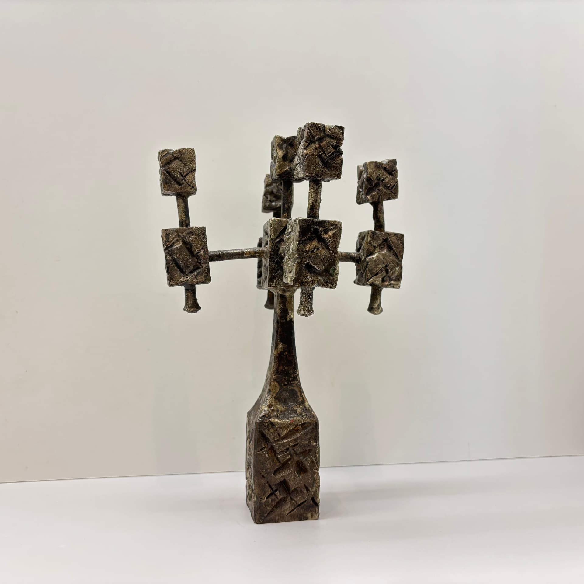 Świecznik brutalistyczny, stal brązowy ciemny, Dania, lata 70. - 102530