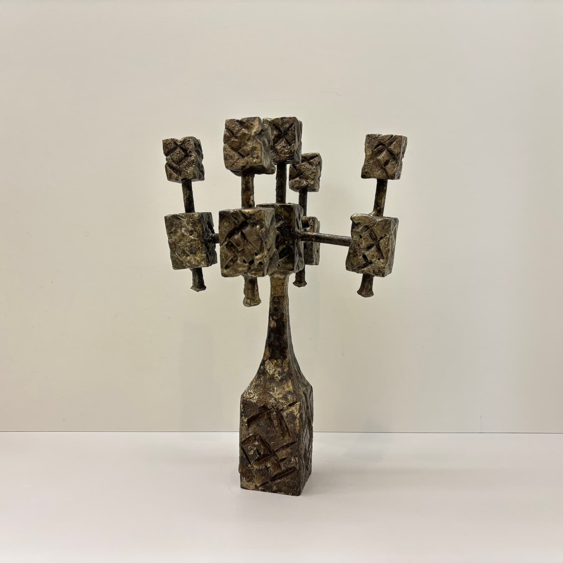 Świecznik brutalistyczny, stal brązowy ciemny, Dania, lata 70. - 102534