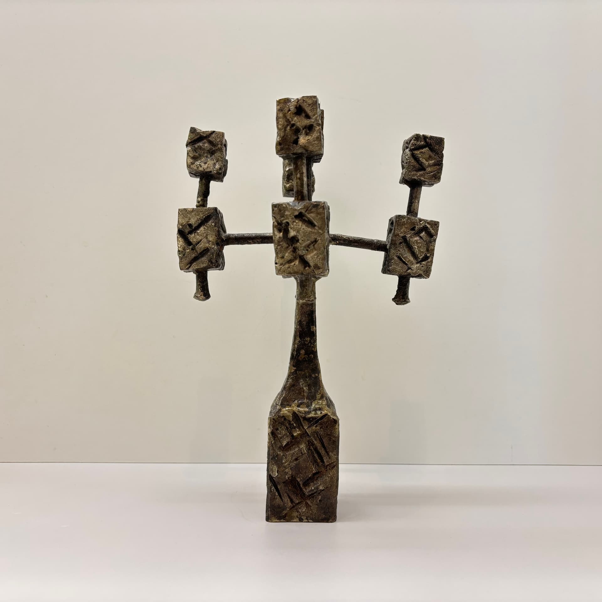 Świecznik brutalistyczny, stal brązowy ciemny, Dania, lata 70. - 102533