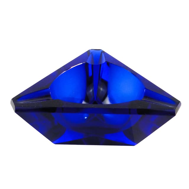 Popielniczka Art Deco, kryształ kobaltowy, Moser, Czechosłowacja, lata 50. - WYMIARY