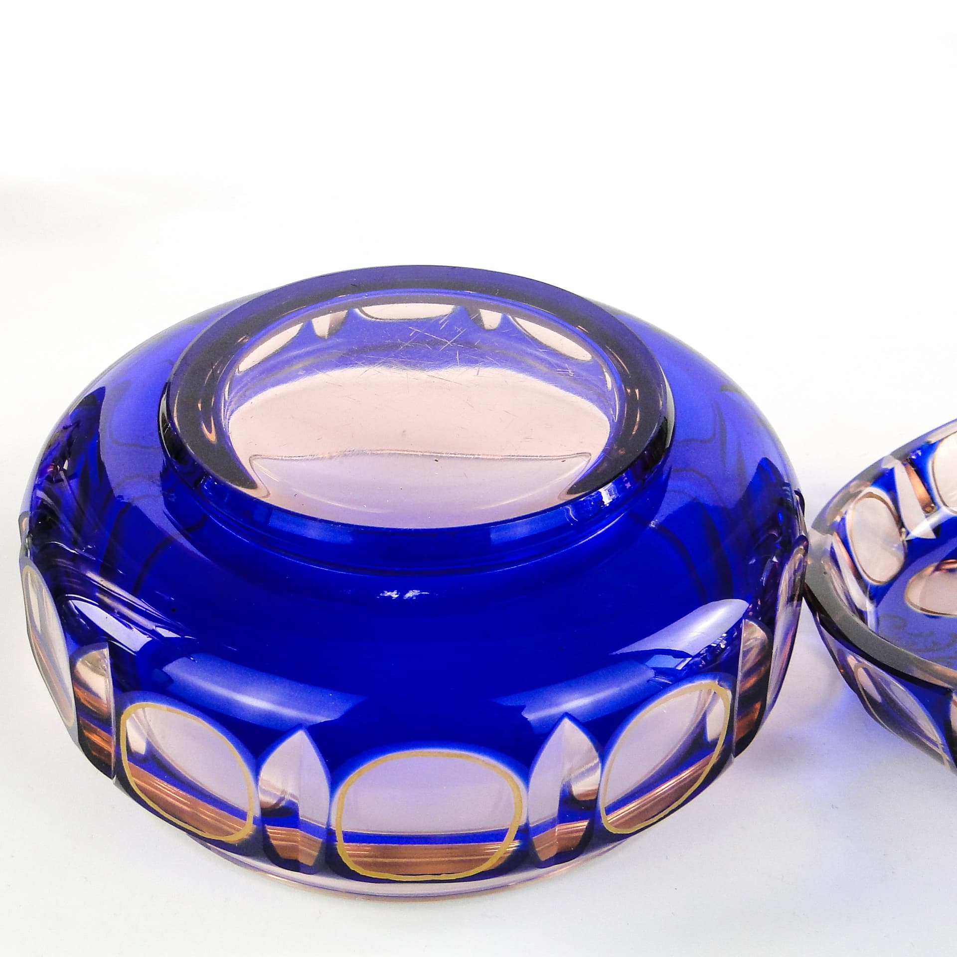 Bomboniera biedermeier, szkło kobaltowe, Egermann, Niemcy, lata 30. - 103710