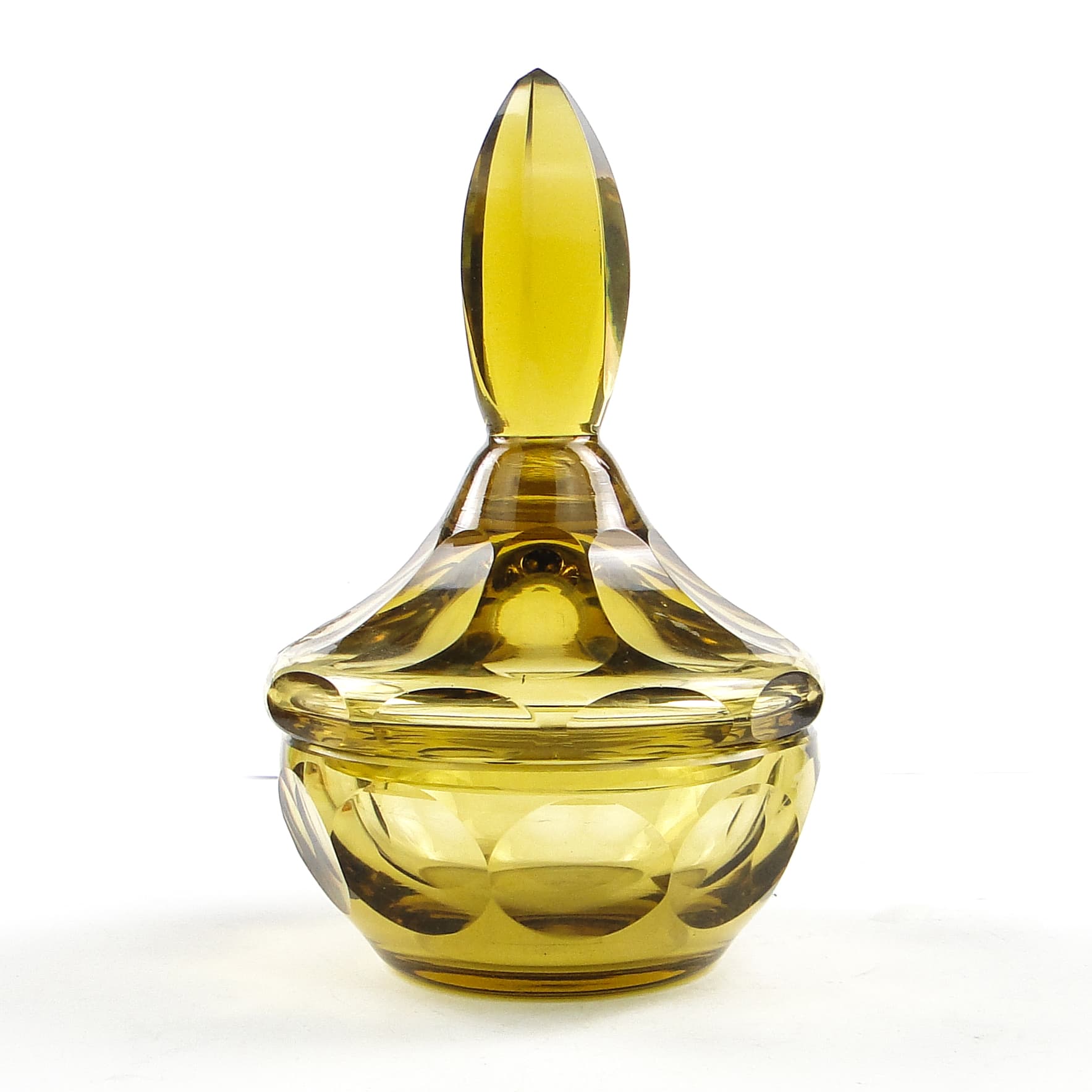 Art Deco bonbonniere, lemon crystal, Moser, Czechoslovakia, 1930s. - 103729