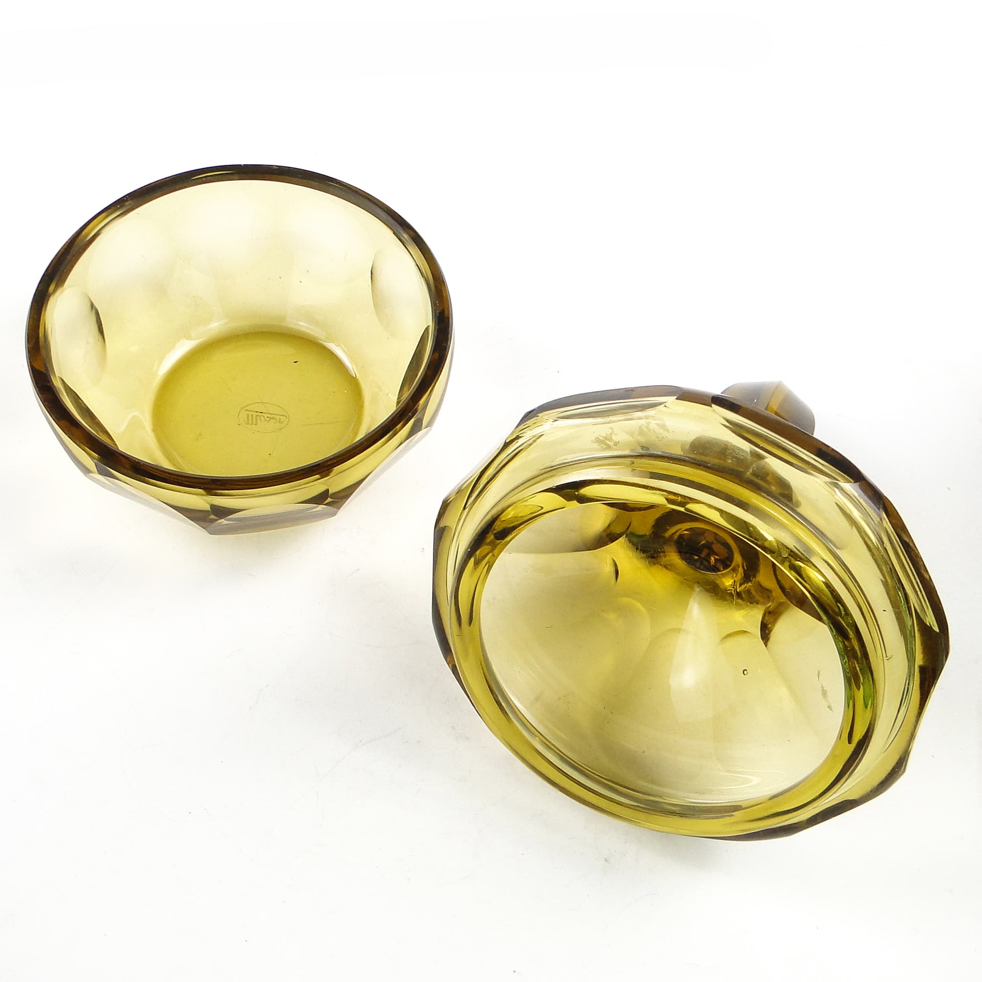 Art Deco bonbonniere, lemon crystal, Moser, Czechoslovakia, 1930s. - 103730