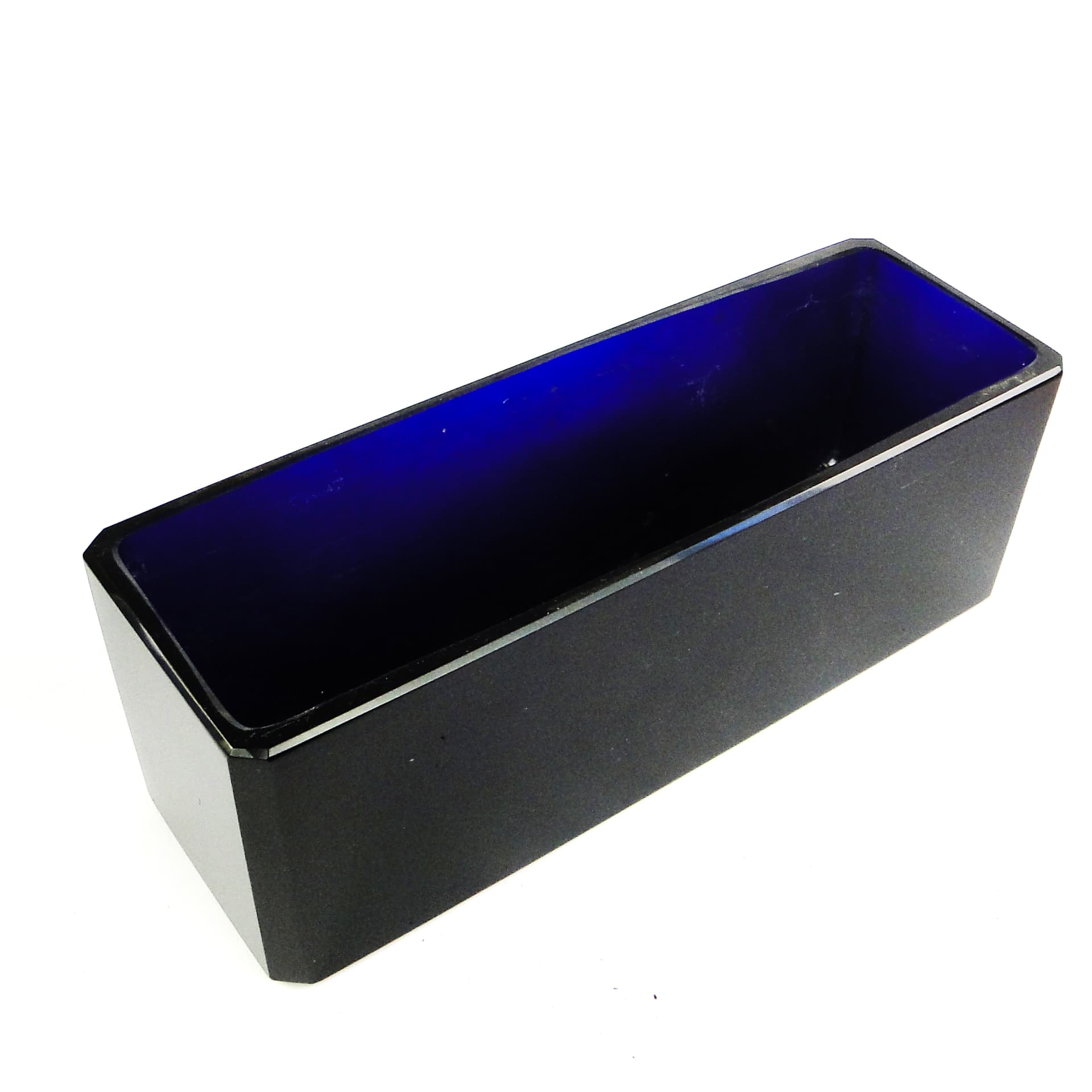 Przybornik Art Deco, kryształ kobaltowy, proj. J. Hoffmann, Czechosłowacja, lata 30. - 106001