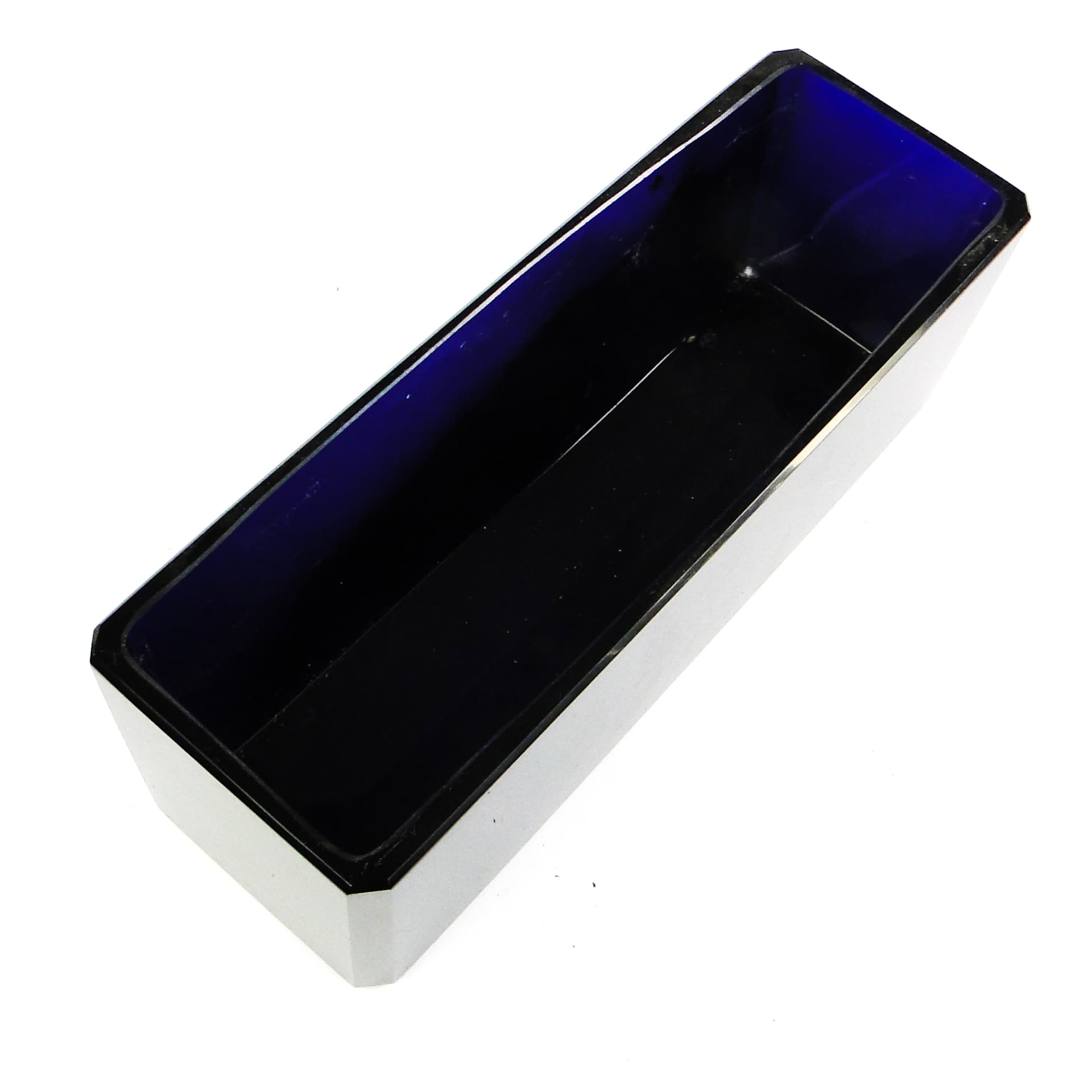 Przybornik Art Deco, kryształ kobaltowy, proj. J. Hoffmann, Czechosłowacja, lata 30. - 106003