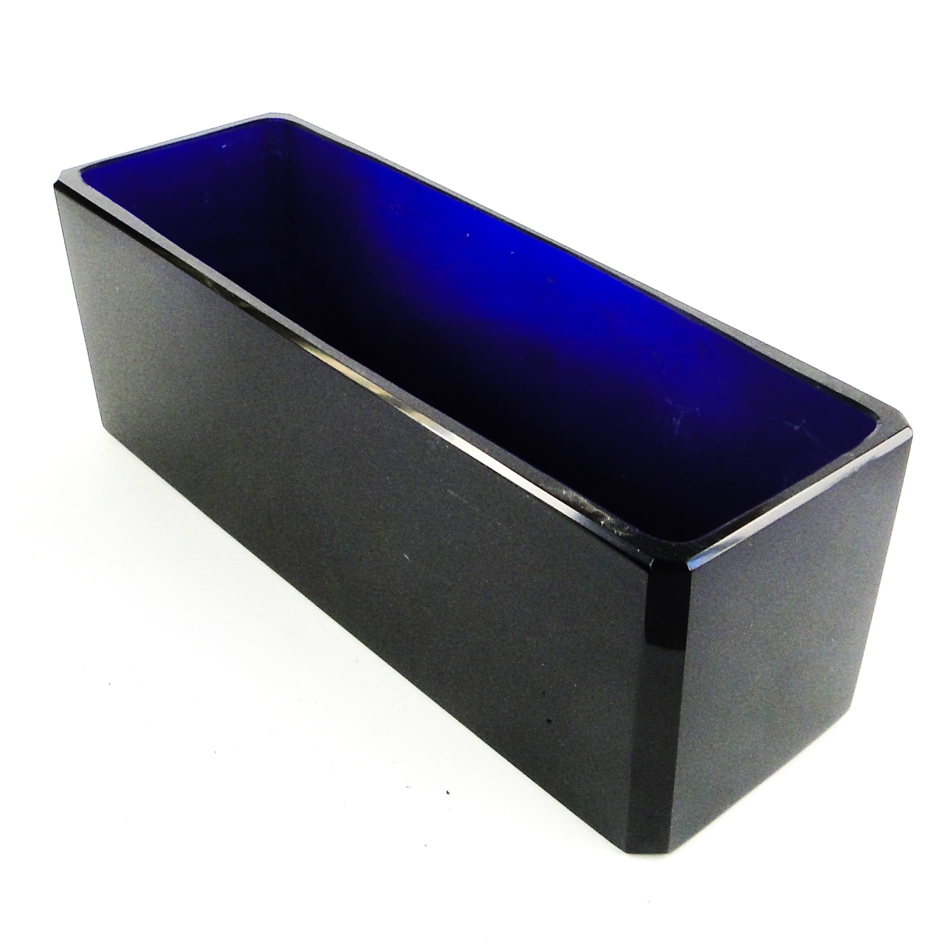 Przybornik Art Deco, kryształ kobaltowy, proj. J. Hoffmann, Czechosłowacja, lata 30. - 106002