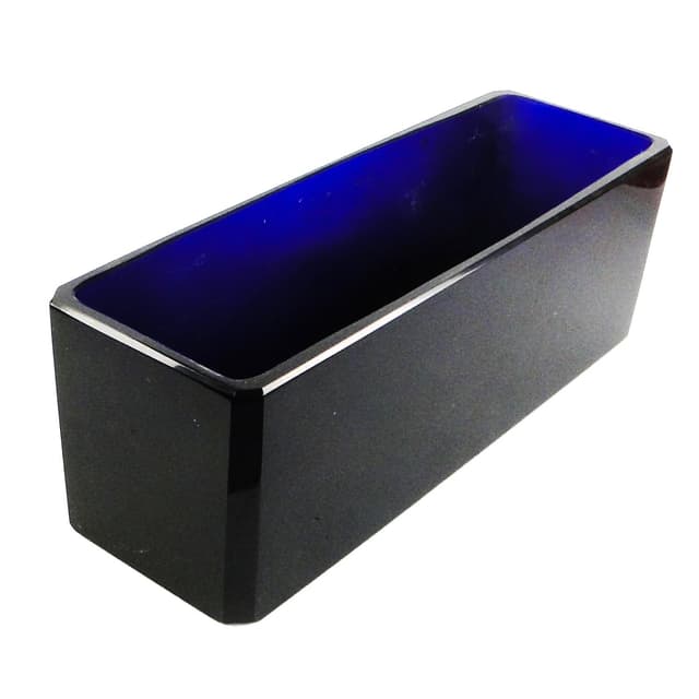 Przybornik Art Deco, kryształ kobaltowy, proj. J. Hoffmann, Czechosłowacja, lata 30. - WYMIARY