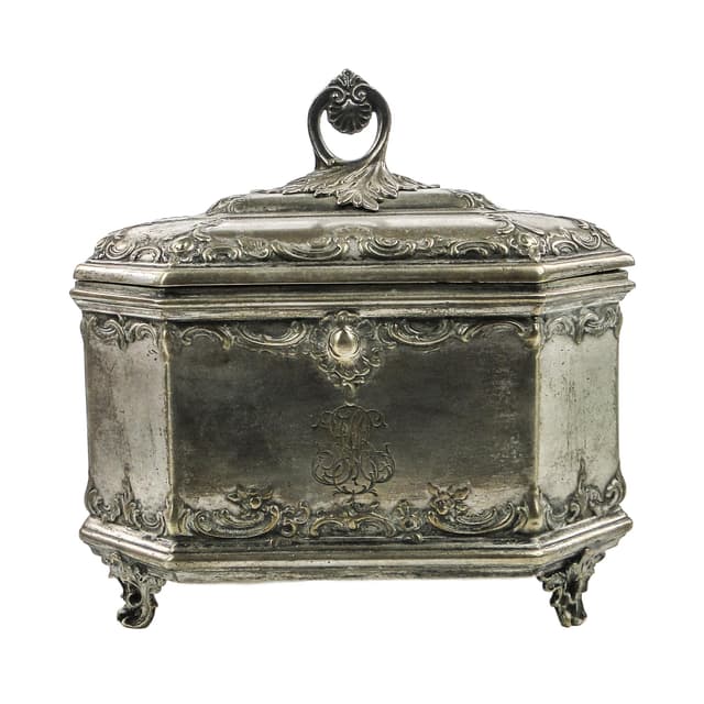 Cukiernica Rococo, mosiądz srebrzony, Norblin, Polska, początek XX w. - WYMIARY