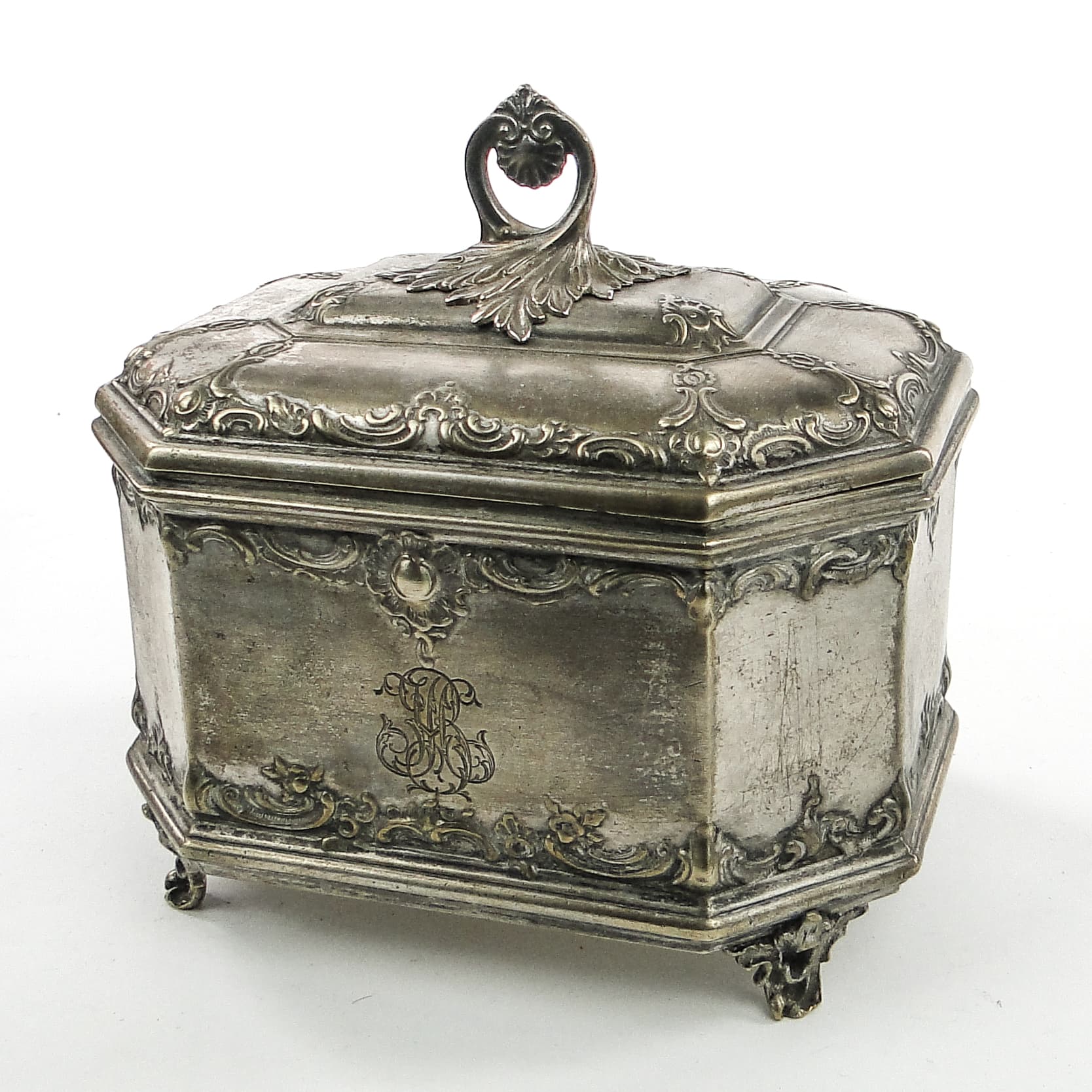 Cukiernica Rococo, mosiądz srebrzony, Norblin, Polska, początek XX w. - 103879