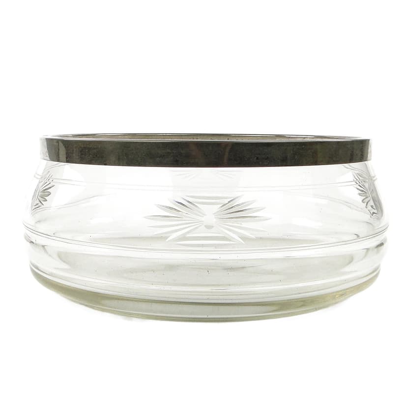 Art Deco centerpiece bowl, glass, silver-plated brass, Germany, 1930s.