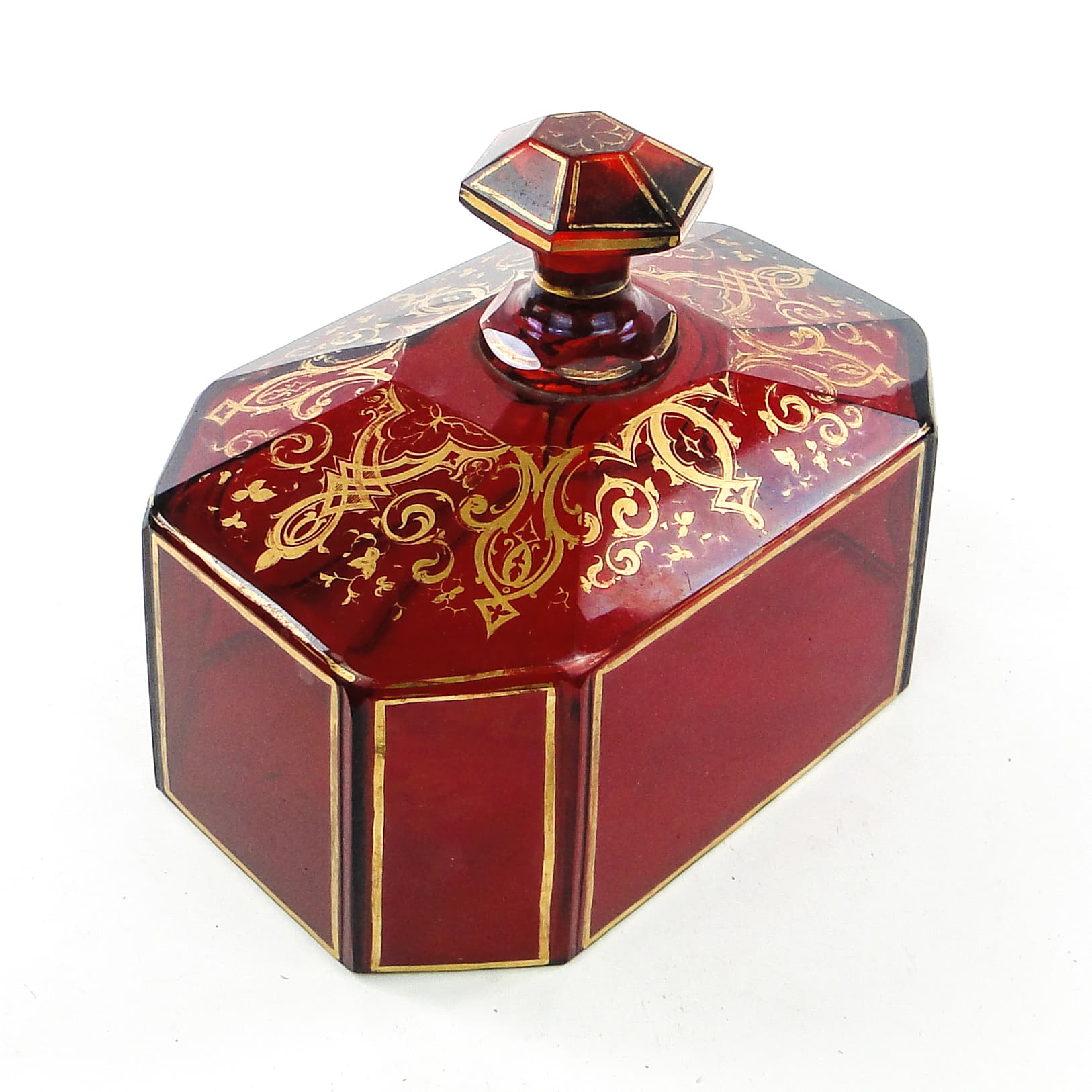 Klosz do ciasta Biedermeier, szkło rubinowe, Bohemia, Czechy, XIX w. - 104352