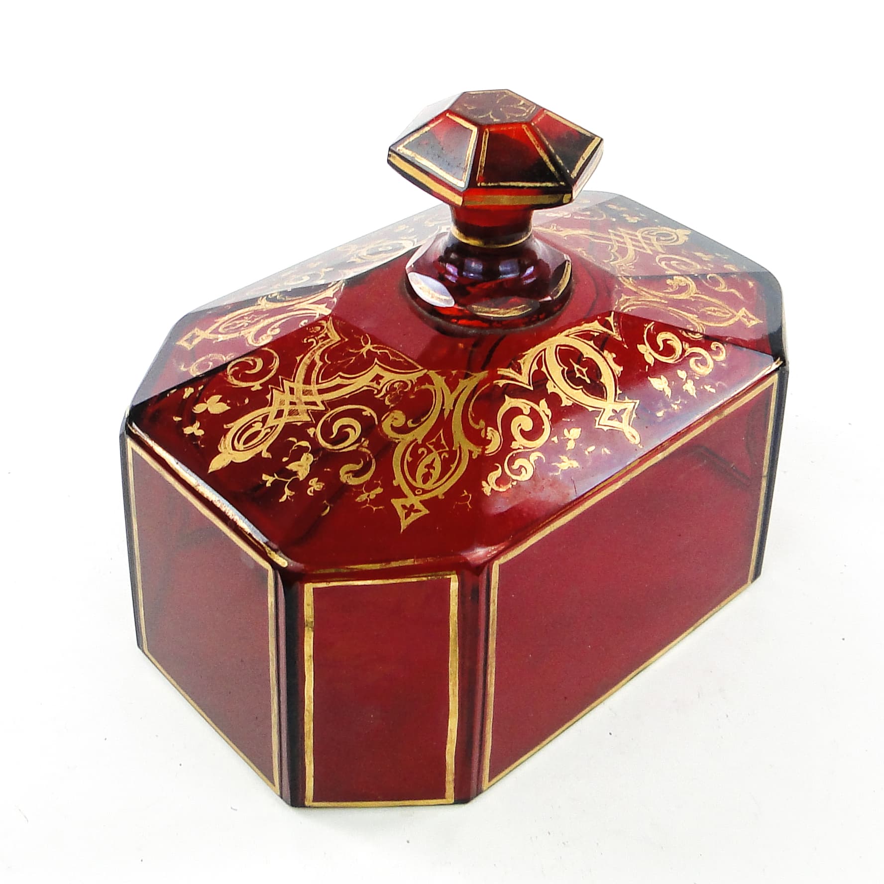 Klosz do ciasta Biedermeier, szkło rubinowe, Bohemia, Czechy, XIX w. - 104349