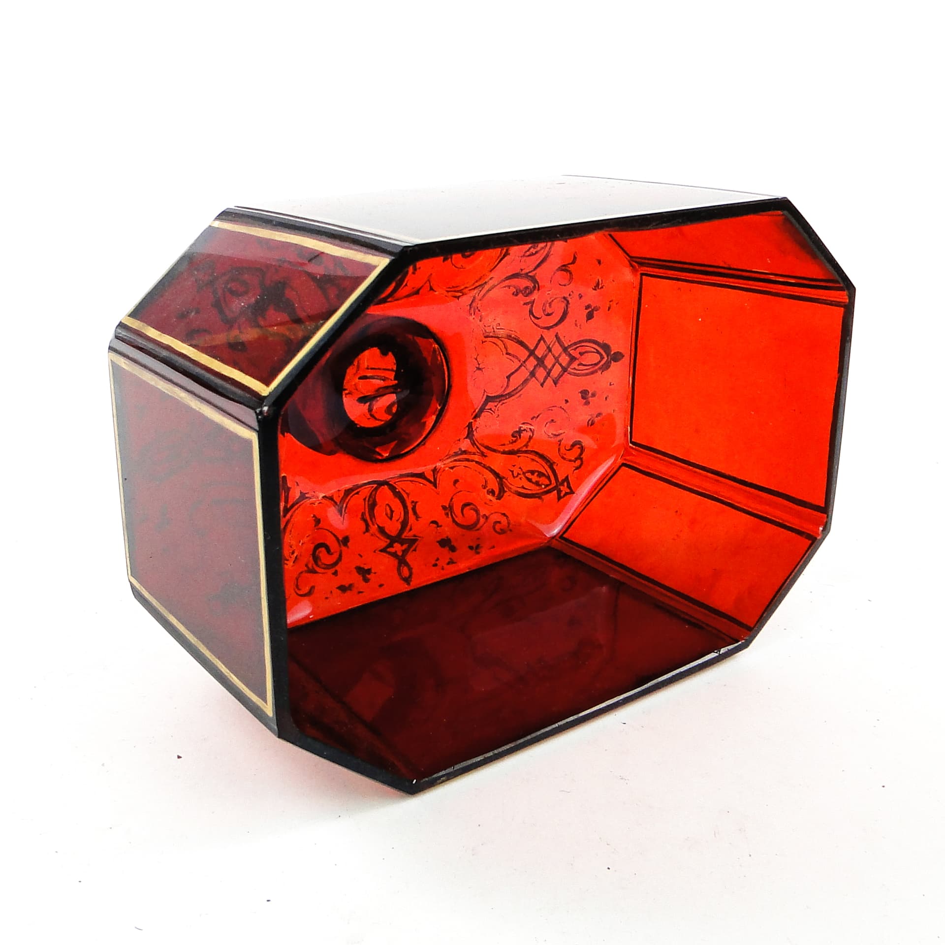 Klosz do ciasta Biedermeier, szkło rubinowe, Bohemia, Czechy, XIX w. - 104353