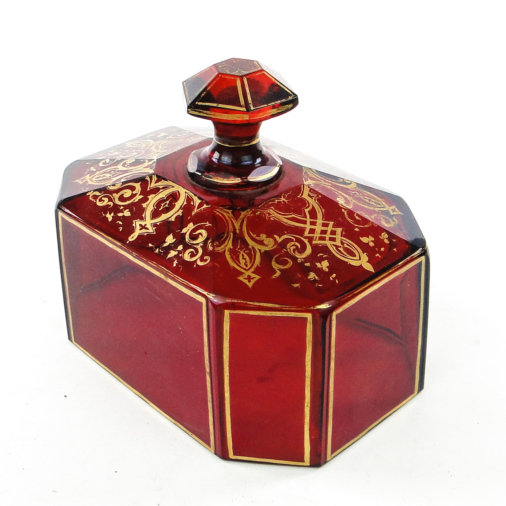 Klosz do ciasta Biedermeier, szkło rubinowe, Bohemia, Czechy, XIX w. - 104358