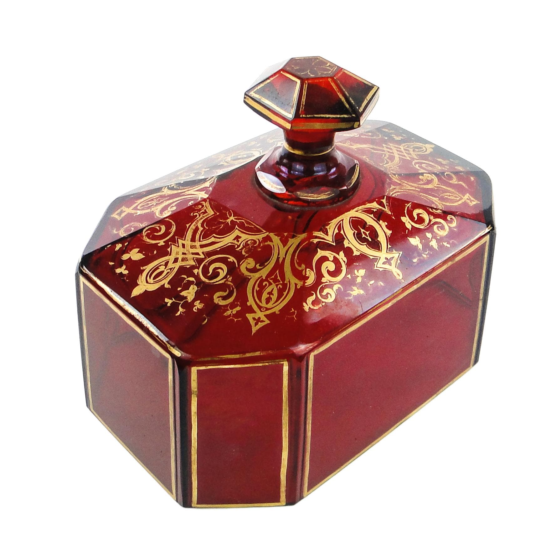 Klosz do ciasta Biedermeier, szkło rubinowe, Bohemia, Czechy, XIX w.