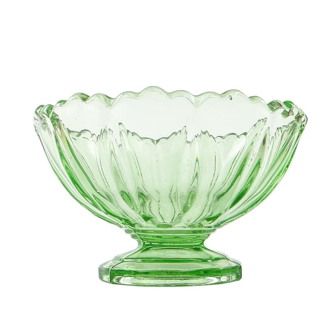Ring Around pedestal bowl, mid-century modern, pressed glass, Ząbkowice, Poland, 1950s. - DIMENSION