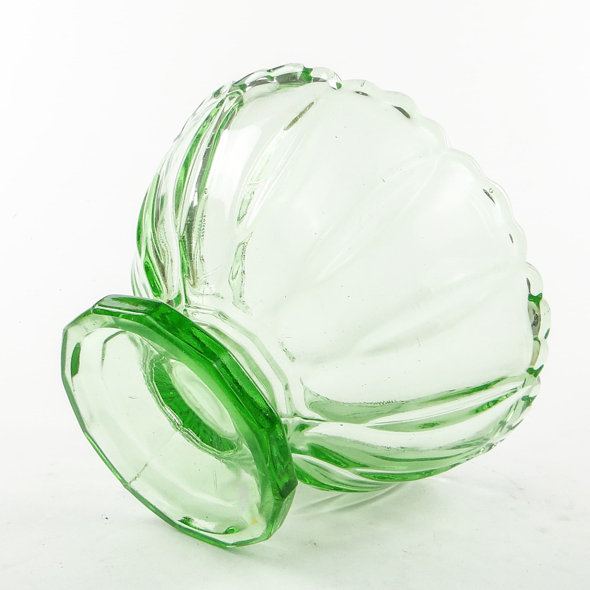 Ring Around pedestal bowl, mid-century modern, pressed glass, Ząbkowice, Poland, 1950s. - 104450
