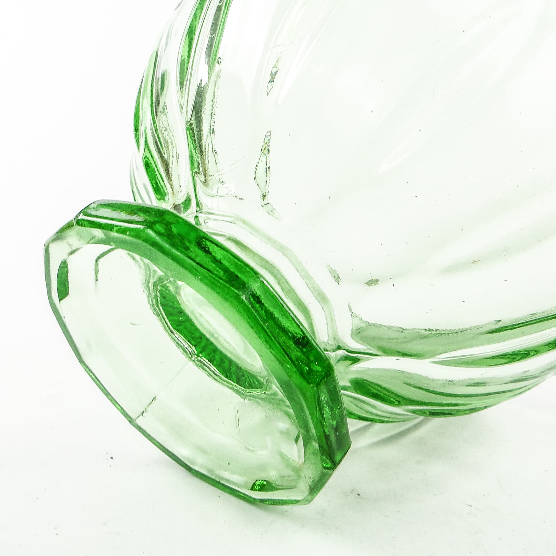 Ring Around pedestal bowl, mid-century modern, pressed glass, Ząbkowice, Poland, 1950s. - 104453