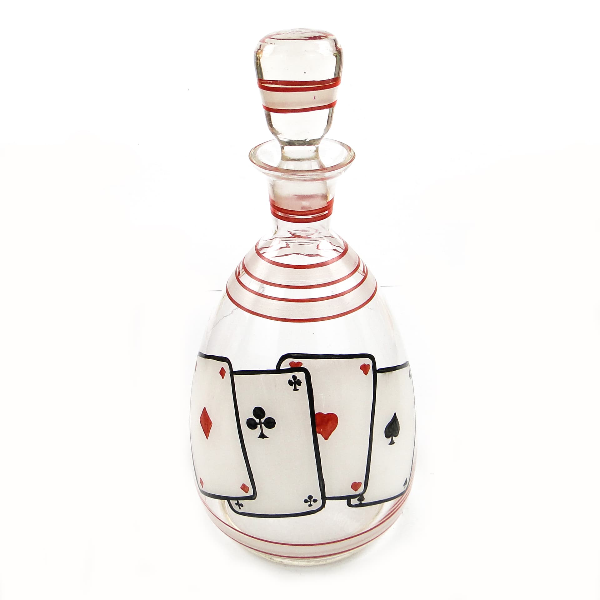 Karafka Brydżówka, mid-century modern, szkło, Hortensja, Polska, lata 50. - 104525