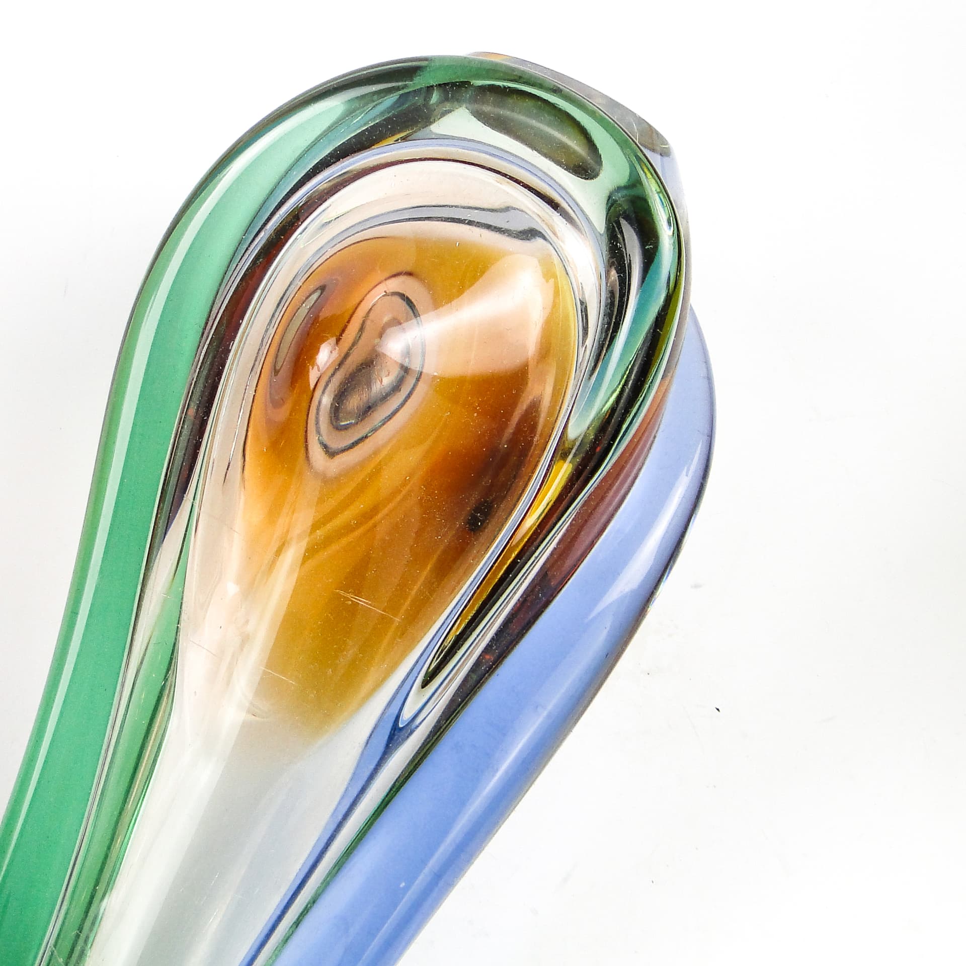 Mid-century modern vase, multicolor glass, by H. Mahanovska, Czechoslovakia, 1960s. - 104544