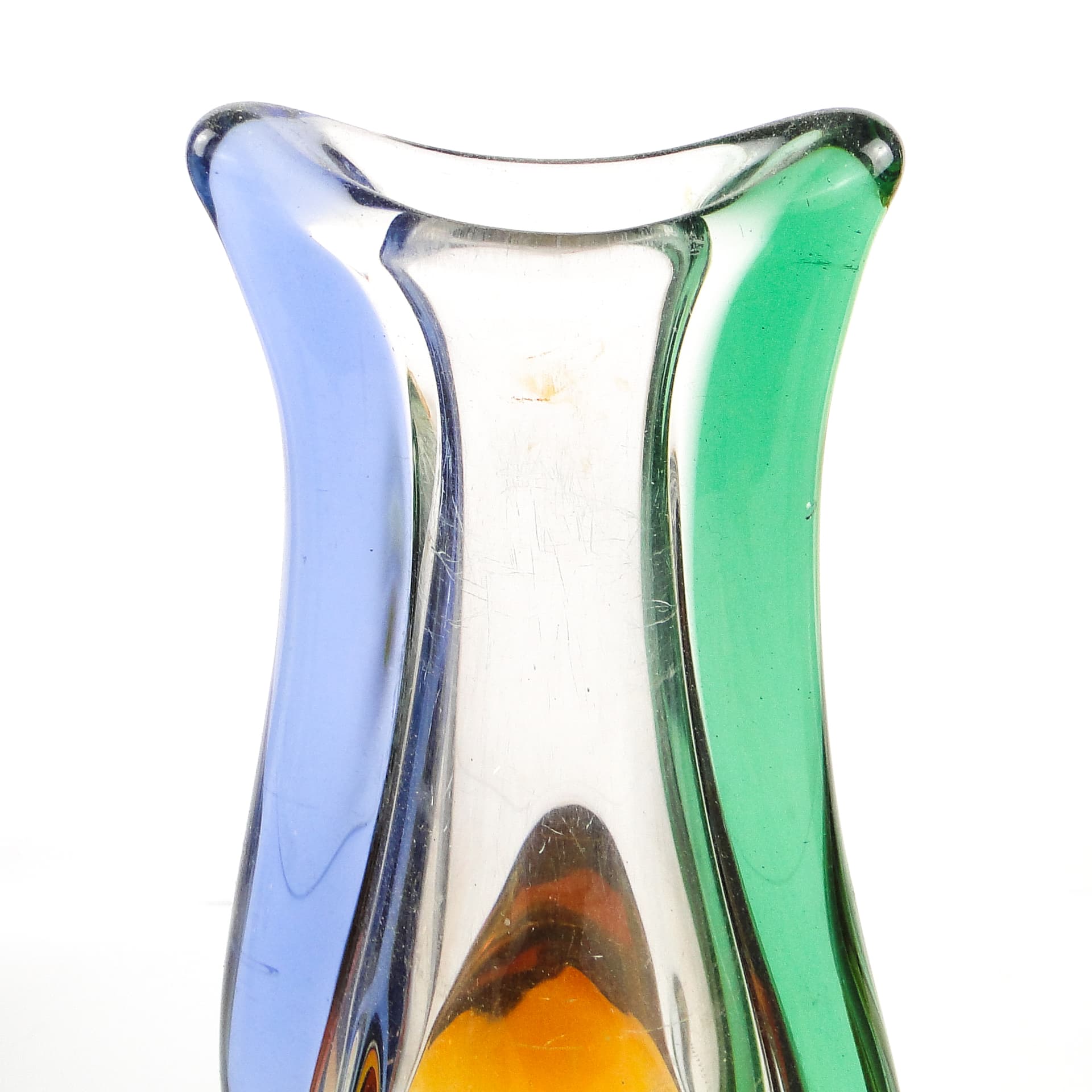 Mid-century modern vase, multicolor glass, by H. Mahanovska, Czechoslovakia, 1960s. - 104540