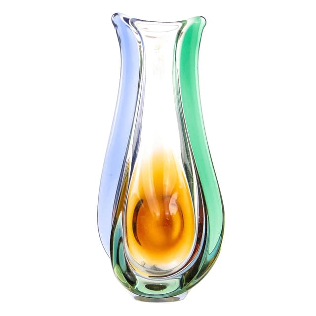 Mid-century modern vase, multicolor glass, by H. Mahanovska, Czechoslovakia, 1960s. - DIMENSION