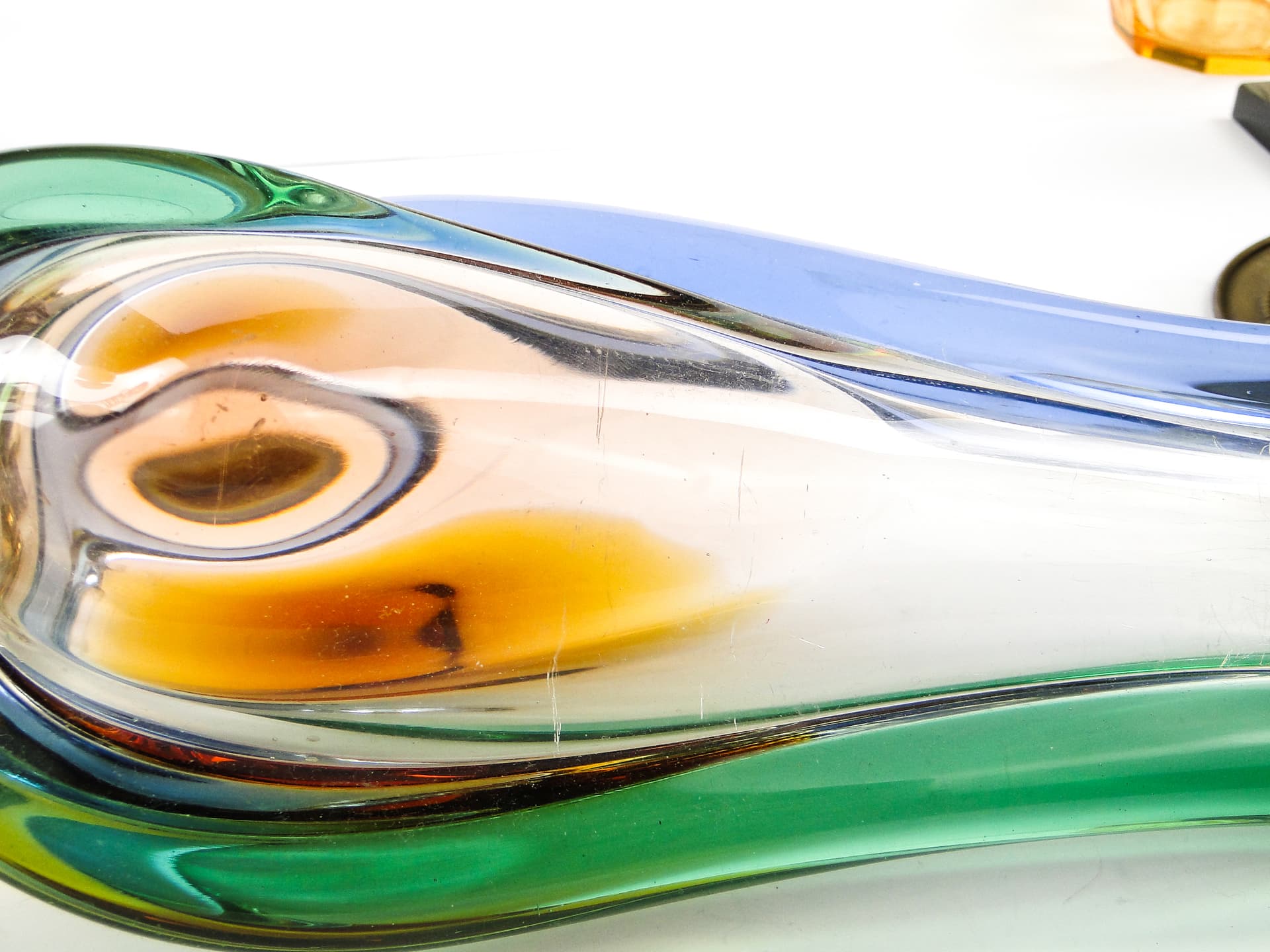 Mid-century modern vase, multicolor glass, by H. Mahanovska, Czechoslovakia, 1960s. - 104547