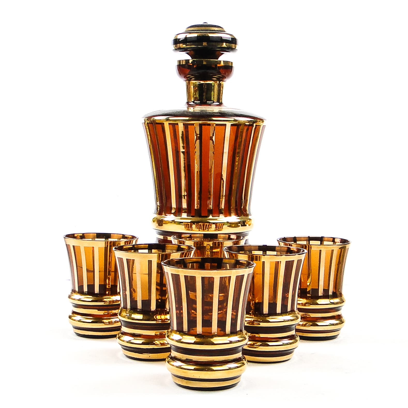 Komplet do likierów mid-century modern, szkło, Kamenický Šenov, Czechosłowacja, lata 50. - 104560