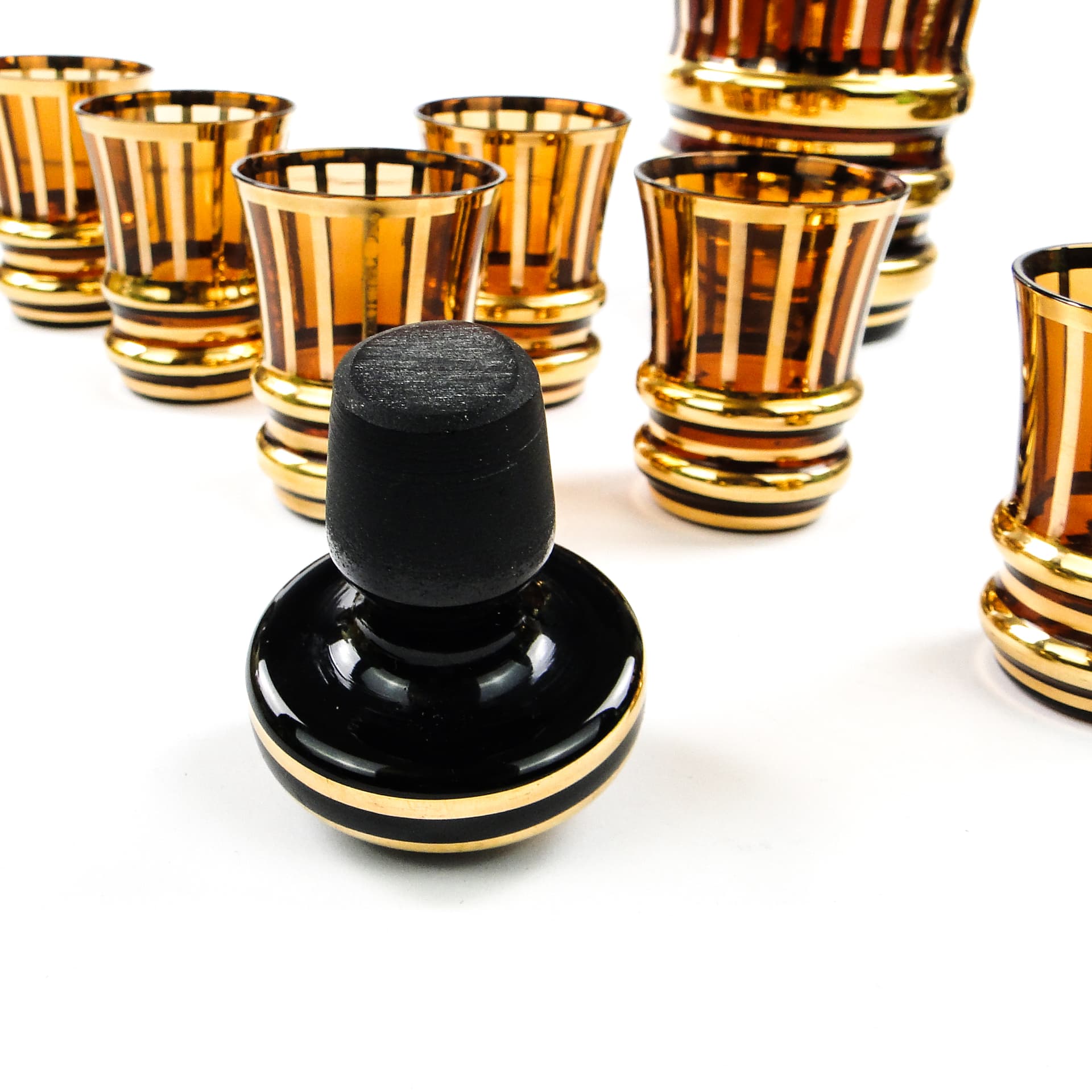 Komplet do likierów mid-century modern, szkło, Kamenický Šenov, Czechosłowacja, lata 50. - 104564