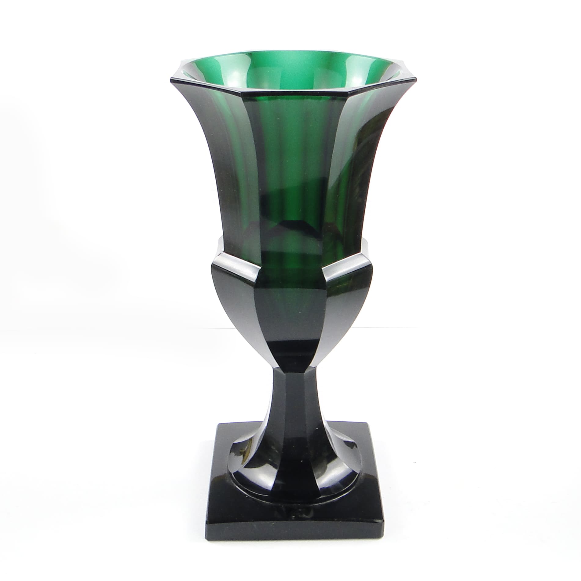 Wazon Art Deco, kryształ zielony, Moser, Czechosłowacja, lata 30. - 104612